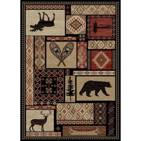 Mayberry Rug 2 ft. 3 in. x 7 ft. 7 in. Lodge King Patchwork Area Rug Multi Color LK6913 2X8